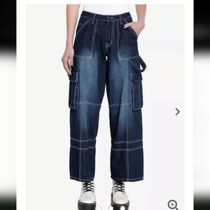 Daisy Street Dark Wash Wide Leg Carpenter Pants Baggy Jeans Y2K Size 19